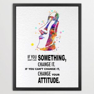 Dignovel Studios Unframed Stone Head Peru Moai Ancient Culture Wisdom Inspirational Quotes Watercolor Art Print Wall Art Poster Home Decor Hanging DN713