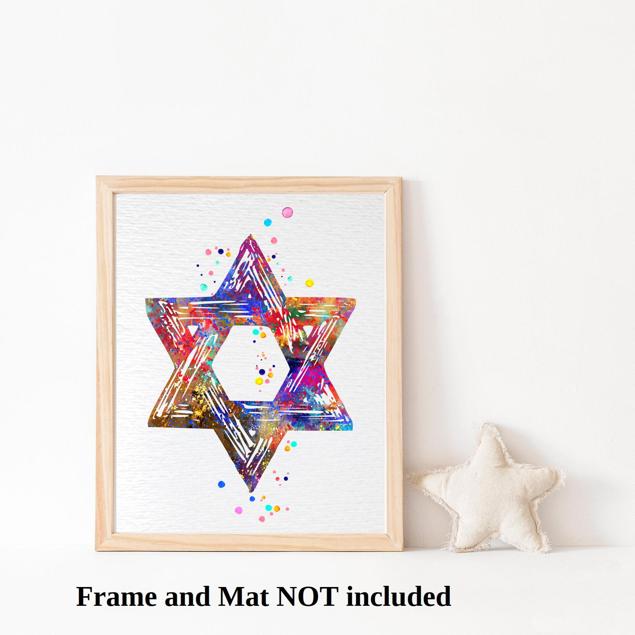 Dignovel Studios Unframed Star of David Symbol Hebrew Jewish Identity Judaism Watercolor Art Print Wall Art Poster Home Decor Hanging DN714 - Image 3