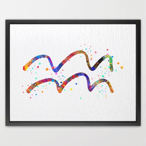 Dignovel Studios Unframed Zodiac Sign Symbol Aquarius Water Carrier Bearer Astrological Signs Astrology Abstract Love Motivational Revolution Wisdom Watercolor Art Print Wall Art Poster Home Decor Hanging DN722
