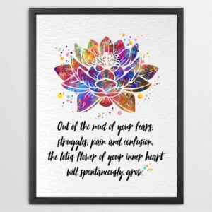 Dignovel Studios Unframed Lotus Yoga Inspirational Quote Watercolor Yoga Studio Relaxation Art Motivational Watercolor Art Print Wall Art Poster Home Decor Hanging DN727