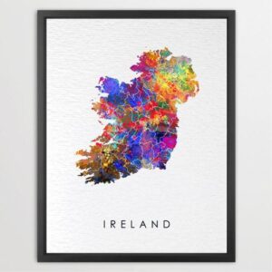 Dignovel Studios Unframed Ireland Watercolor Map Motherland Country Europe Irish Watercolor Art Print Wall Art Poster Home Decor Hanging DN730