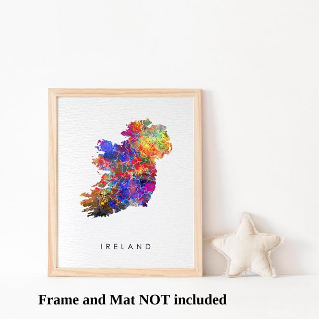 Dignovel Studios Unframed Ireland Watercolor Map Motherland Country Europe Irish Watercolor Art Print Wall Art Poster Home Decor Hanging DN730 - Image 3