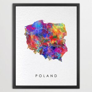 Dignovel Studios Unframed Poland Watercolor Map Motherland Country Europe Polish Watercolor Art Print Wall Art Poster Home Decor Hanging DN733