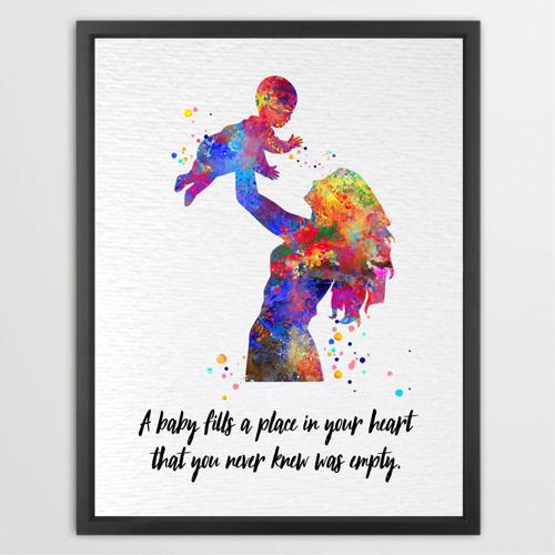 Dignovel Studios Unframed Mother and Child Inspirational Quote Watercolor Motherhood Boy Girl Family with Kids Baby Shower Nursery Watercolor Art Print Wall Art Poster Home Decor Hanging DN736