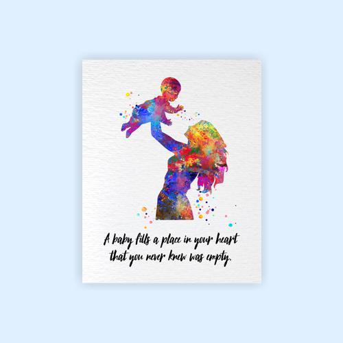 Dignovel Studios Unframed Mother and Child Inspirational Quote Watercolor Motherhood Boy Girl Family with Kids Baby Shower Nursery Watercolor Art Print Wall Art Poster Home Decor Hanging DN736 - Image 2