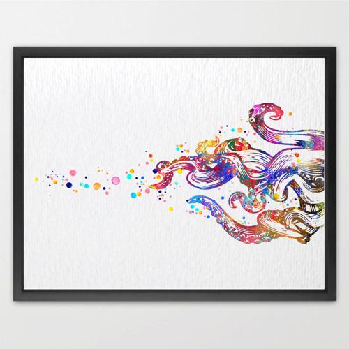 Dignovel Studios Unframed Octopus Tentacle Arm Emerging Escaping Watercolor Sea Life Coastal Living Art Art Nautical  Art Home Watercolor Art Print Wall Art Poster Home Decor Hanging DN738