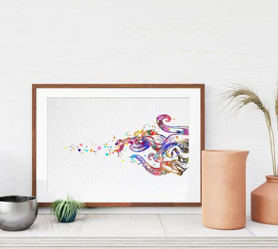 Dignovel Studios Unframed Octopus Tentacle Arm Emerging Escaping Watercolor Sea Life Coastal Living Art Art Nautical  Art Home Watercolor Art Print Wall Art Poster Home Decor Hanging DN738 - Image 8