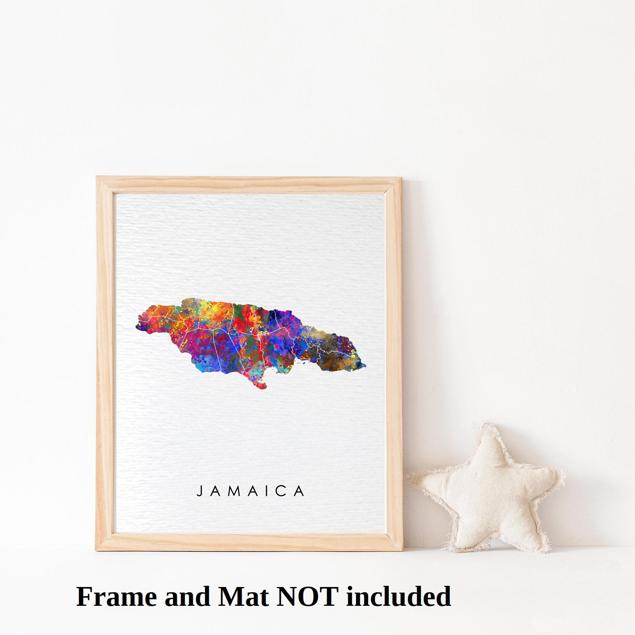 Dignovel Studios Unframed Jamaica Map Watercolor Map Motherland Country Island Caribbean Sea Watercolor Art Print Wall Art Poster Home Decor Hanging DN739 - Image 3