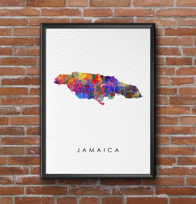 Dignovel Studios Unframed Jamaica Map Watercolor Map Motherland Country Island Caribbean Sea Watercolor Art Print Wall Art Poster Home Decor Hanging DN739 - Image 7