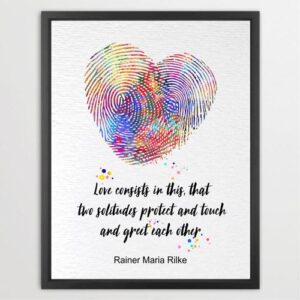 Dignovel Studios Unframed Fingerprint Heart Love Quote Protect Greet Each Other Watercolor Office Home Watercolor Art Print Wall Art Poster Home Decor Hanging DN740