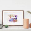 Dignovel Studios Unframed Duck in Pond Water Plants Wildlife Bird Summer Nature Peace Love Animals Watercolor Office Home Watercolor Art Print Wall Art Poster Home Decor Hanging DN741 - Image 8