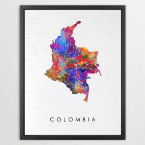 Dignovel Studios Unframed Colombia Map Watercolor Map Motherland Country Latin America Watercolor Art Print Wall Art Poster Home Decor Hanging DN744