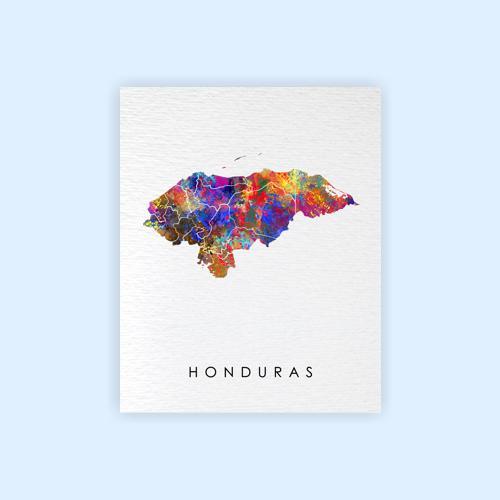 Dignovel Studios Unframed Honduras Map Watercolor Map Motherland Country Caribbean Sea Central America Watercolor Art Print Wall Art Poster Home Decor Hanging DN746 - Image 2