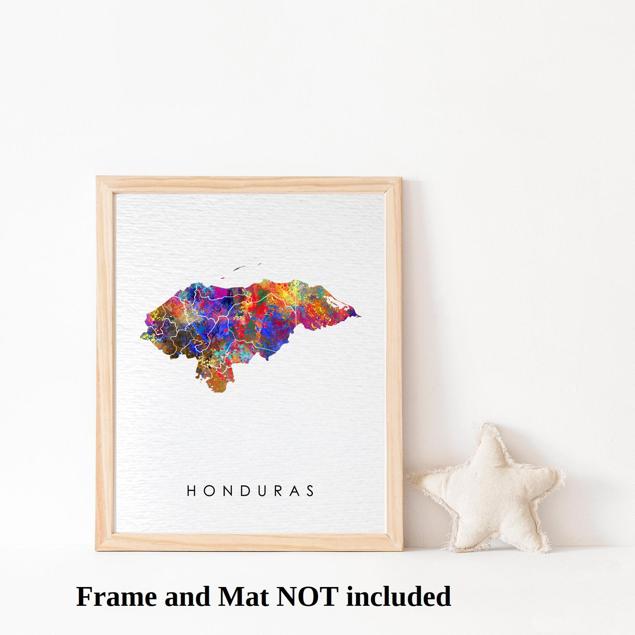 Dignovel Studios Unframed Honduras Map Watercolor Map Motherland Country Caribbean Sea Central America Watercolor Art Print Wall Art Poster Home Decor Hanging DN746 - Image 3