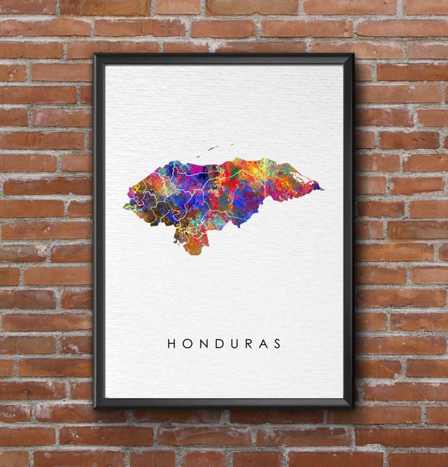 Dignovel Studios Unframed Honduras Map Watercolor Map Motherland Country Caribbean Sea Central America Watercolor Art Print Wall Art Poster Home Decor Hanging DN746 - Image 7