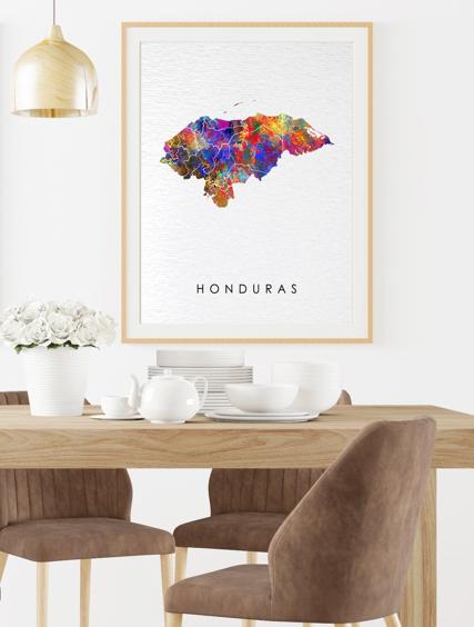 Dignovel Studios Unframed Honduras Map Watercolor Map Motherland Country Caribbean Sea Central America Watercolor Art Print Wall Art Poster Home Decor Hanging DN746 - Image 8