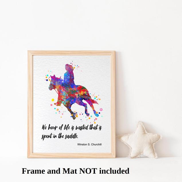 Dignovel Studios Unframed Girl Horseback Riding Training Watercolor No Hour of Life Wasted in Saddle Inspirational Quotes Words Saying Wisdom Watercolor Art Print Wall Art Poster Home Decor Hanging DN747 - Image 3