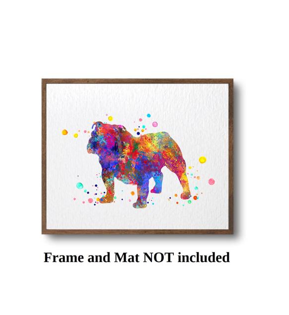 Dignovel Studios Unframed English Bulldog Watercolor Household Animals Dog Pet Loyal Friend British Bulldog Watercolor Art Print Wall Art Poster Home Decor Hanging DN748 - Image 3