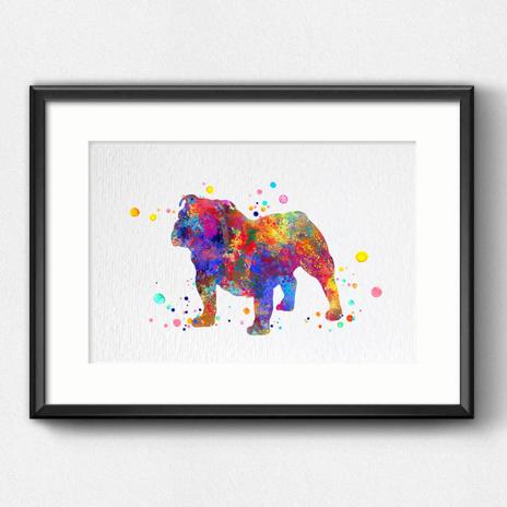 Dignovel Studios Unframed English Bulldog Watercolor Household Animals Dog Pet Loyal Friend British Bulldog Watercolor Art Print Wall Art Poster Home Decor Hanging DN748 - Image 6