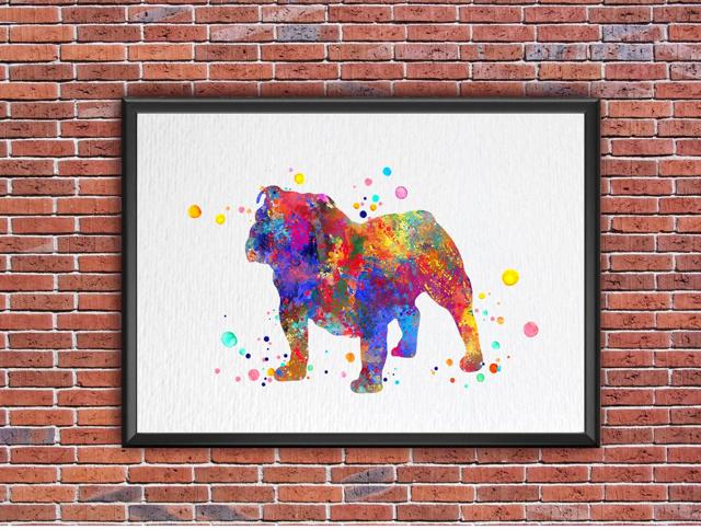 Dignovel Studios Unframed English Bulldog Watercolor Household Animals Dog Pet Loyal Friend British Bulldog Watercolor Art Print Wall Art Poster Home Decor Hanging DN748 - Image 7