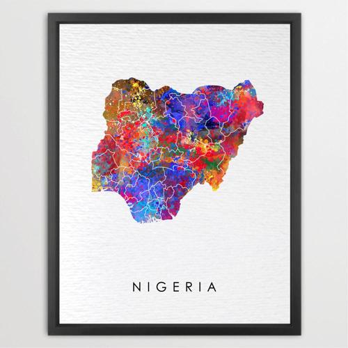 Dignovel Studios Unframed Nigeria Map Watercolor Map Motherland Country West Africa Watercolor Art Print Wall Art Poster Home Decor Hanging DN756