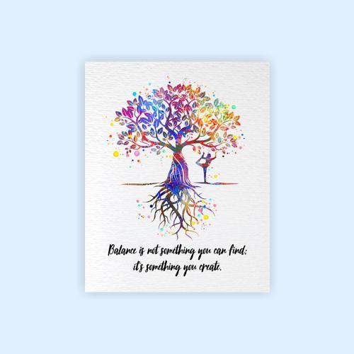 Dignovel Studios Unframed Yoga Practice Tree Inspirational Quote Watercolor Relaxation Peace Tree of Life Yoga Studio Home Watercolor Art Print Wall Art Poster Home Decor Hanging DN757 - Image 2