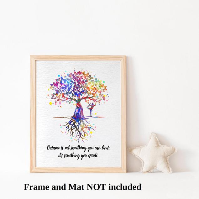 Dignovel Studios Unframed Yoga Practice Tree Inspirational Quote Watercolor Relaxation Peace Tree of Life Yoga Studio Home Watercolor Art Print Wall Art Poster Home Decor Hanging DN757 - Image 3
