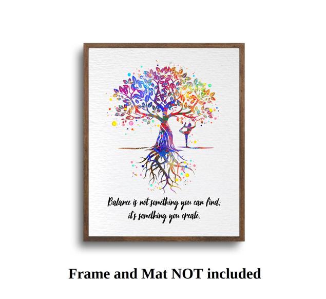 Dignovel Studios Unframed Yoga Practice Tree Inspirational Quote Watercolor Relaxation Peace Tree of Life Yoga Studio Home Watercolor Art Print Wall Art Poster Home Decor Hanging DN757 - Image 5