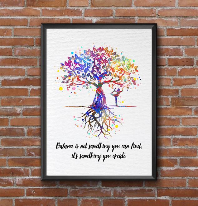 Dignovel Studios Unframed Yoga Practice Tree Inspirational Quote Watercolor Relaxation Peace Tree of Life Yoga Studio Home Watercolor Art Print Wall Art Poster Home Decor Hanging DN757 - Image 7