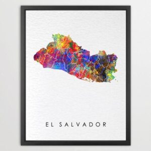 Dignovel Studios Unframed El Salvador Map Watercolor Map Motherland Country Central America Watercolor Art Print Wall Art Poster Home Decor Hanging DN765