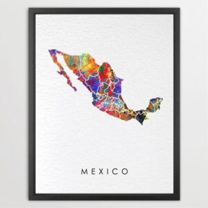 Dignovel Studios Unframed Mexico Map Watercolor Map Motherland Country North America Watercolor Art Print Wall Art Poster Home Decor Hanging DN766