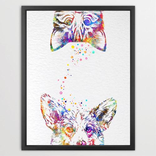 Dignovel Studios Unframed Dog Cat Peeking Watercolor Household Animals Pet Love Art Hide and Seek Nursery Watercolor Art Print Wall Art Poster Home Decor Hanging DN767