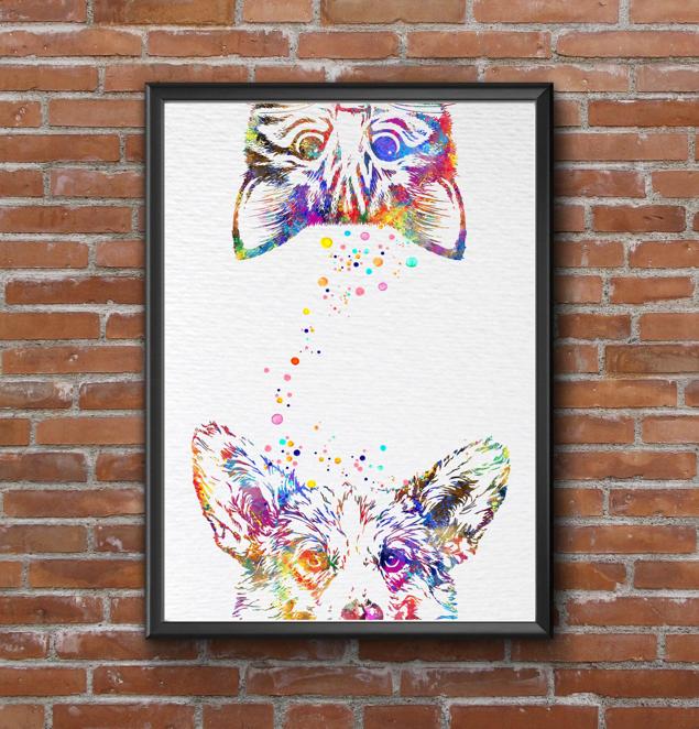 Dignovel Studios Unframed Dog Cat Peeking Watercolor Household Animals Pet Love Art Hide and Seek Nursery Watercolor Art Print Wall Art Poster Home Decor Hanging DN767 - Image 7