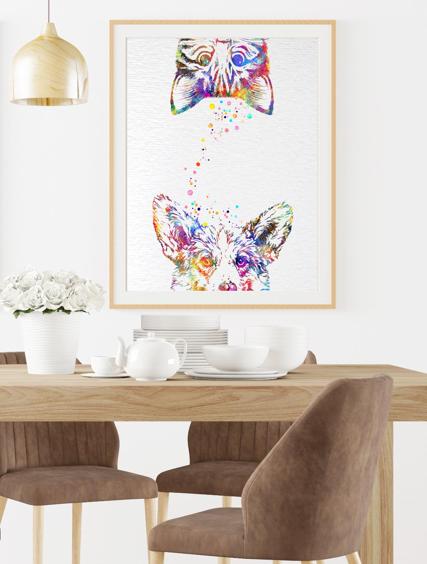 Dignovel Studios Unframed Dog Cat Peeking Watercolor Household Animals Pet Love Art Hide and Seek Nursery Watercolor Art Print Wall Art Poster Home Decor Hanging DN767 - Image 8