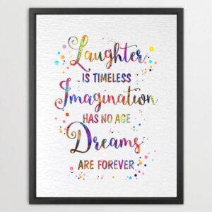 Dignovel Studios Unframed Laughter is Timeless Imagination Has No Age Dreaming is Forever Inspirational Quotes Watercolor Art Print Wall Art Poster Home Decor Hanging dnc28