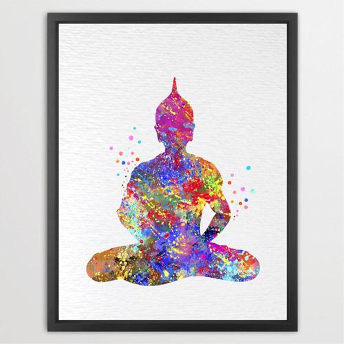 Dignovel Studios Unframed Buddha Yoga Pose Meditation Watercolor Art Print Wall Art Poster Home Decor Hanging DN005