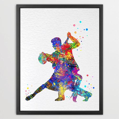 Dignovel Studios Unframed Dancer Couple Practice Sports Social Watercolor Art Print Wall Art Poster Home Decor Hanging DN031