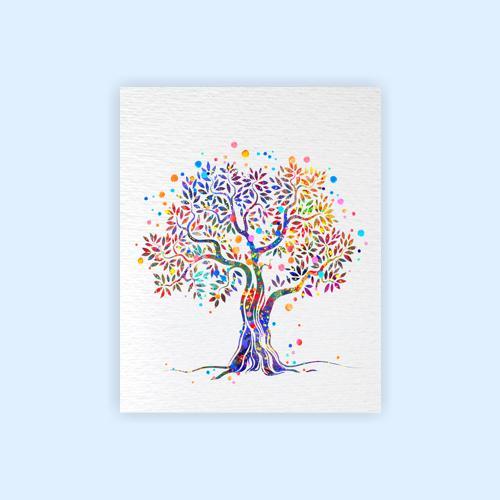 Dignovel Studios Unframed Tree Nature Love Meditation Peace Family Watercolor Art Print Wall Art Poster Home Decor Hanging DN032 - Image 2