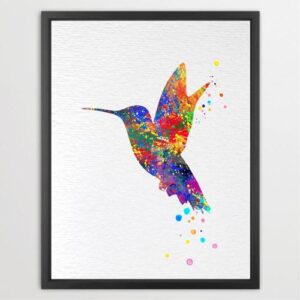 Dignovel Studios Unframed Hummingbird Wildlife Bird Animal Watercolor Art Print Wall Art Poster Home Decor Hanging DN034