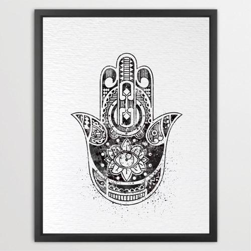 Dignovel Studios Unframed Hamsa Hand Meditation Peace Love Symbol Sign Blessings Protection Watercolor Art Print Wall Art Poster Home Decor Hanging DN054