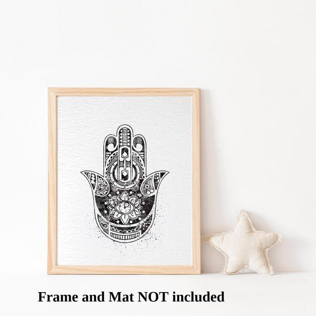 Dignovel Studios Unframed Hamsa Hand Meditation Peace Love Symbol Sign Blessings Protection Watercolor Art Print Wall Art Poster Home Decor Hanging DN054 - Image 3