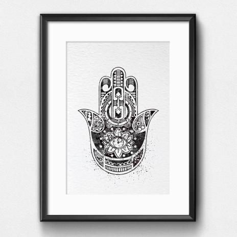 Dignovel Studios Unframed Hamsa Hand Meditation Peace Love Symbol Sign Blessings Protection Watercolor Art Print Wall Art Poster Home Decor Hanging DN054 - Image 6