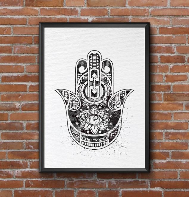 Dignovel Studios Unframed Hamsa Hand Meditation Peace Love Symbol Sign Blessings Protection Watercolor Art Print Wall Art Poster Home Decor Hanging DN054 - Image 7