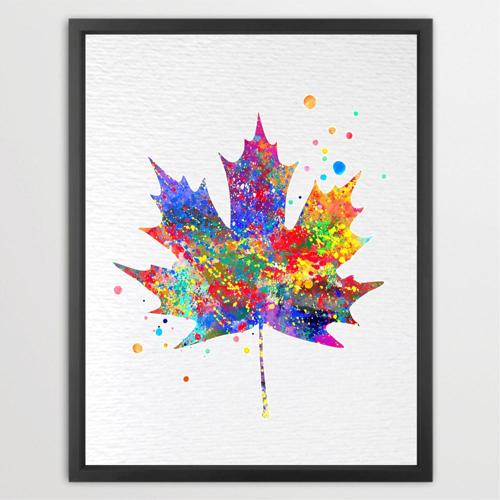 Dignovel Studios Unframed Maple Tree Leaf Plant Nature Love Peace Watercolor Art Print Wall Art Poster Home Decor Hanging DN056