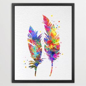 Dignovel Studios Unframed Feather Nature Love Peace Watercolor Art Print Wall Art Poster Home Decor Hanging DN057