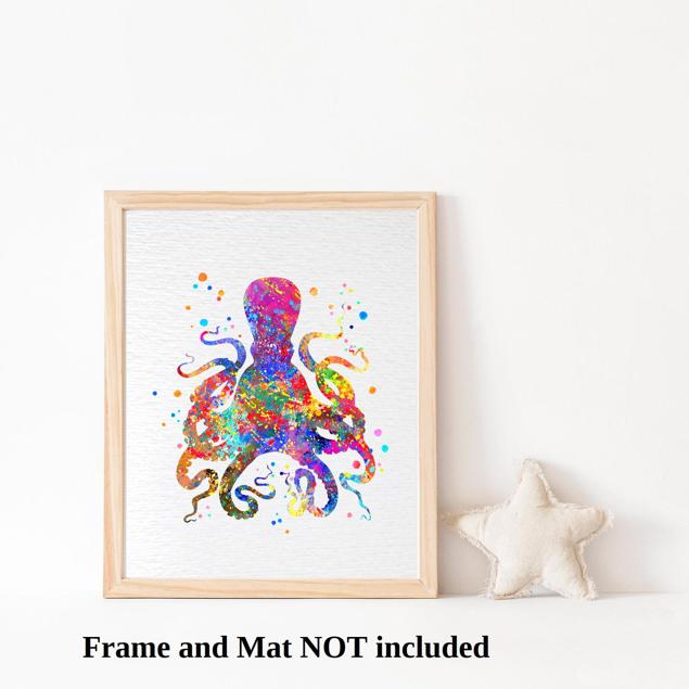 Dignovel Studios Unframed Octopus Sea Life Animal Ocean Coast Watercolor Art Print Wall Art Poster Home Decor Hanging DN059 - Image 3