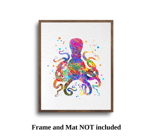 Dignovel Studios Unframed Octopus Sea Life Animal Ocean Coast Watercolor Art Print Wall Art Poster Home Decor Hanging DN059 - Image 5
