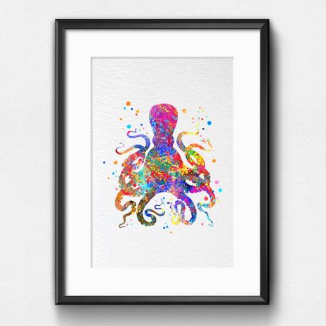 Dignovel Studios Unframed Octopus Sea Life Animal Ocean Coast Watercolor Art Print Wall Art Poster Home Decor Hanging DN059 - Image 6