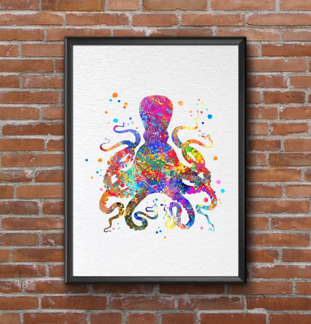 Dignovel Studios Unframed Octopus Sea Life Animal Ocean Coast Watercolor Art Print Wall Art Poster Home Decor Hanging DN059 - Image 7