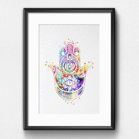 Dignovel Studios Unframed Hamsa Hand Meditation Peace Love Symbol Sign Blessings Protection Watercolor Art Print Wall Art Poster Home Decor Hanging DN060 - Image 6